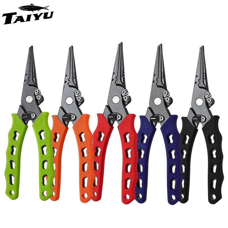 Fishing Hook Remover - TAIYU 5-kleurige roestvrijstalen kunstaastang, visserijtang, lijnsnijder,